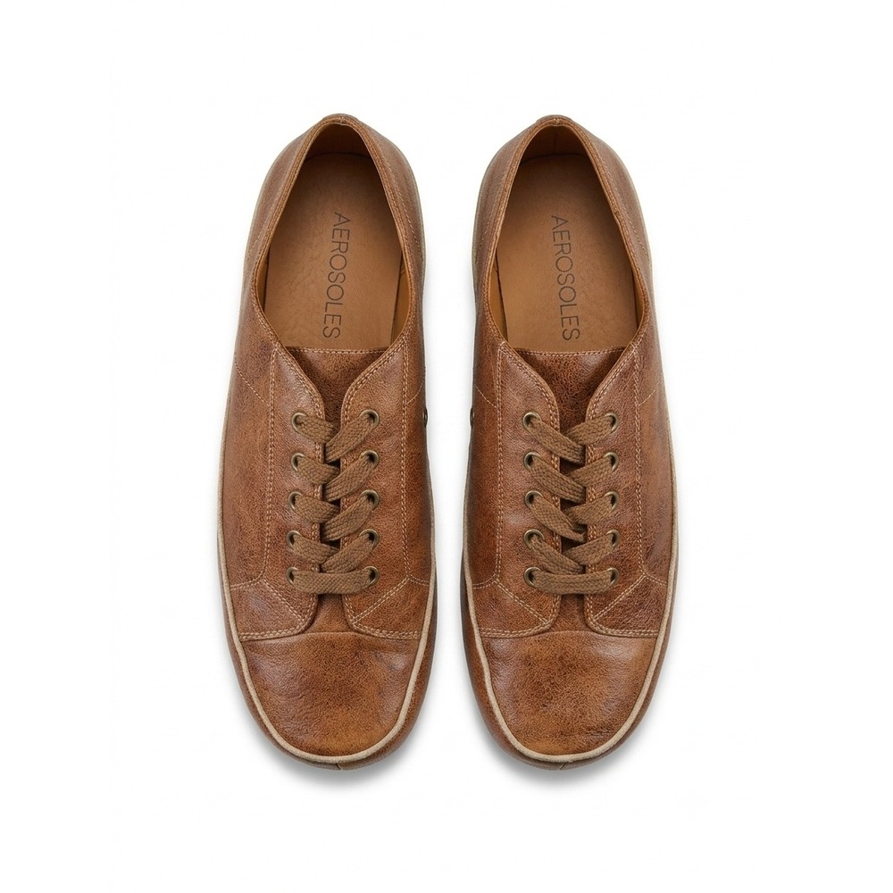 Aerosoles Brown Faux Leather Lace Up Comfort Sneakers Size 9.5